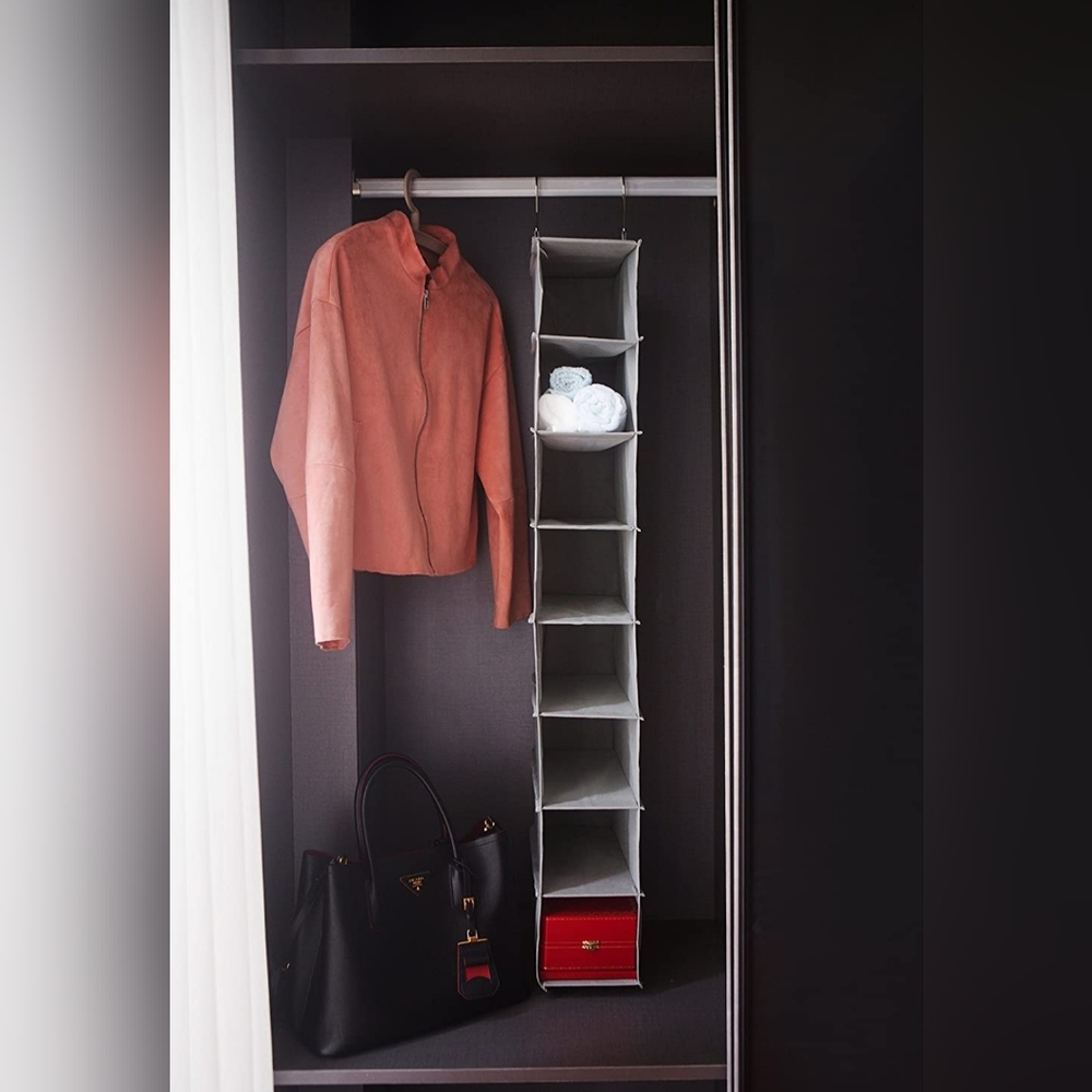 Hanging Shoe Shelves - 8 Section - Closet Organizer - Grey